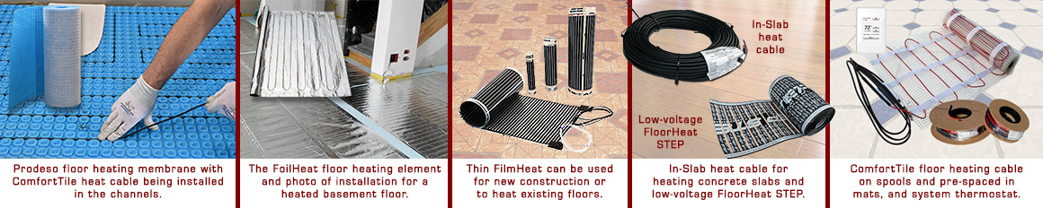 Some radiant floor heating systems shown.