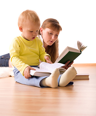 A mother and her child on a warm heated floor.